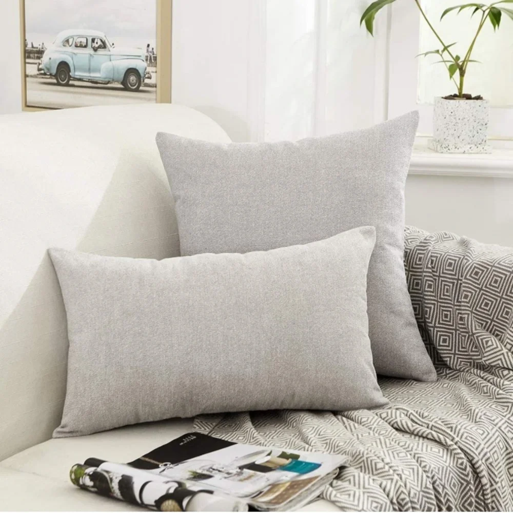 Luxury Home | Elegant Chic Stone Grey Soft Chenille Throw Pillow Covers
